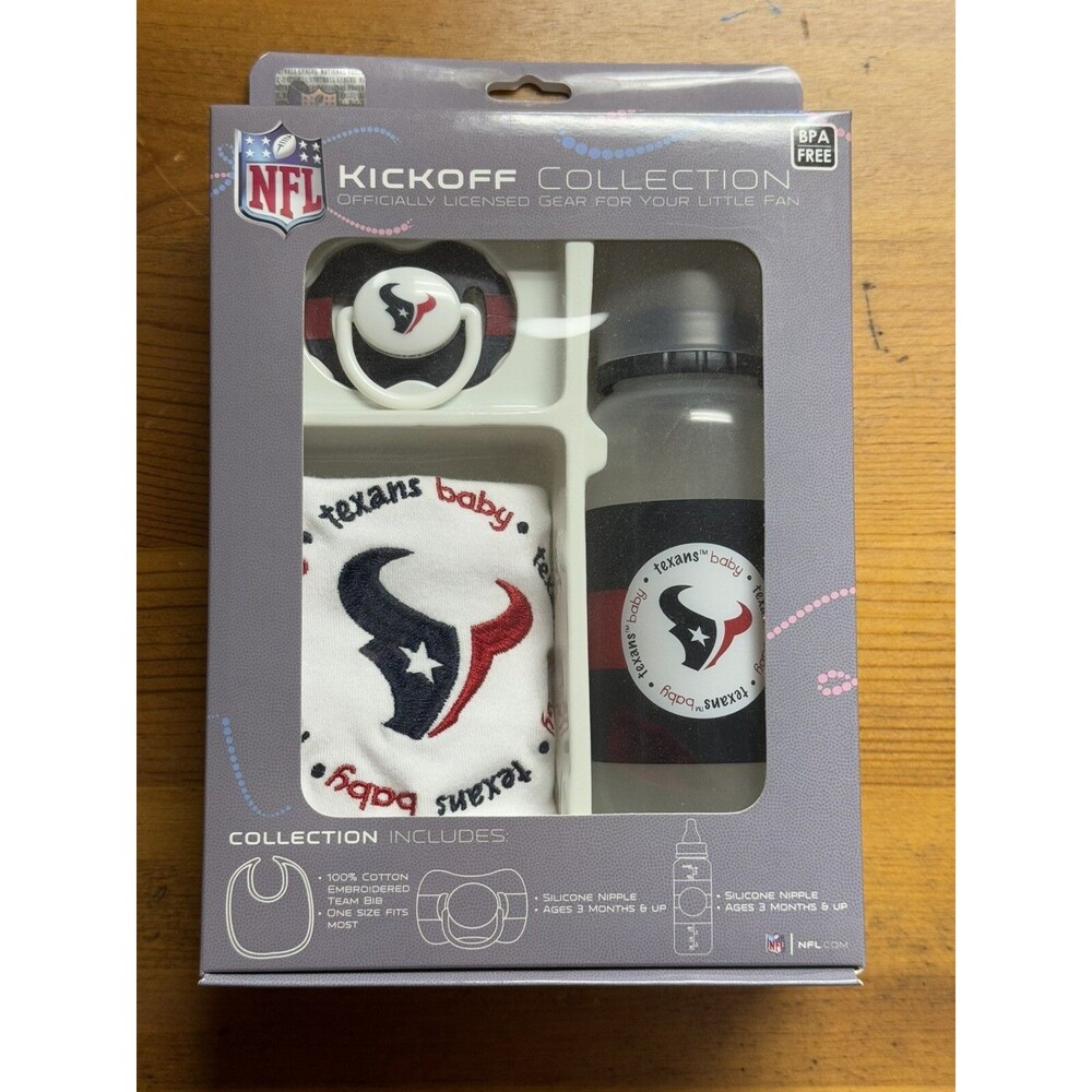 NFL Kickoff Collection Texans Bib, Pacifier & Bottle Offically Licensed